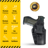 Concealed Carry Iwb Kydex Holster - by Houston | Lined Inside for Strong Retention and Maximum Protection | Reinforced Plastic Clip | Carbon Fiber | Lightweight Durable | for Walther PPQ / P99
