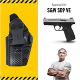 Concealed Carry Iwb Kydex Holster - by Houston | Lined Inside for Strong Retention and Maximum Protection | Reinforced Plastic Clip | Carbon Fiber | Lightweight Durable | for Ruger SR 9 / 40