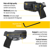 Concealed Carry Iwb Kydex Holster - by Houston | Lined Inside for Strong Retention and Maximum Protection | Reinforced Plastic Clip | Carbon Fiber | Lightweight Durable | for Ruger SR 9 / 40