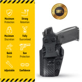 Concealed Carry Iwb Kydex Holster - by Houston | Lined Inside for Strong Retention and Maximum Protection | Reinforced Plastic Clip | Carbon Fiber | Lightweight Durable | for Ruger SR 9 / 40