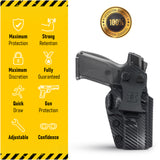 Concealed Carry Iwb Kydex Holster - by Houston | Lined Inside for Strong Retention and Maximum Protection | Reinforced Plastic Clip | Carbon Fiber | Lightweight Durable | for Ruger SR 9 / 40