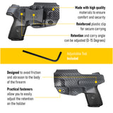 Concealed Carry Iwb Kydex Holster - by Houston | Lined Inside for Strong Retention and Maximum Protection | Reinforced Plastic Clip | Carbon Fiber | Lightweight Durable | for Ruger SR 9/40 Compact