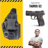 Concealed Carry Iwb Kydex Holster - by Houston | Lined Inside for Strong Retention and Protection | Reinforced Plastic Clip | Lightweight | Fit Taurus PT111 G2, G3 Compact (Carbon Fiber)