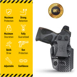 Concealed Carry Iwb Kydex Holster - by Houston | Lined Inside for Strong Retention and Protection | Reinforced Plastic Clip | Lightweight | Fit Taurus PT111 G2, G3 Compact (Carbon Fiber)