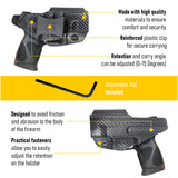 Concealed Carry Iwb Kydex Holster - by Houston | Lined Inside for Strong Retention and Protection | Reinforced Plastic Clip | Lightweight | Fit Taurus PT111 G2, G3 Compact (Carbon Fiber)