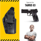 Houston Gun Holsters Concealed Carry Iwb Kydex Holster - by Houston | Lined Inside for Strong Retention and Protection | Reinforced Plastic Clip | Lightweight | Fit Taurus G3 (Carbon Fiber)