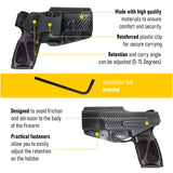 Houston Gun Holsters Concealed Carry Iwb Kydex Holster - by Houston | Lined Inside for Strong Retention and Protection | Reinforced Plastic Clip | Lightweight | Fit Taurus G3 (Carbon Fiber)