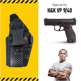 Concealed Carry Iwb Kydex Holster - by Houston | Lined Inside for Strong Retention and Maximum Protection | Reinforced Plastic Clip | Carbon Fiber | Lightweight Durable | for H&K VP 9/40