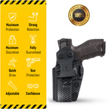 Concealed Carry Iwb Kydex Holster - by Houston | Lined Inside for Strong Retention and Maximum Protection | Reinforced Plastic Clip | Carbon Fiber | Lightweight Durable | for H&K VP 9/40