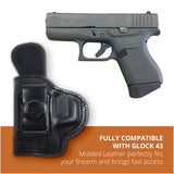 Leather Inside The Waistband Holster For Pistol Glock 43