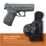 Leather Inside The Waistband Holster For Pistol Glock 43
