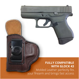 Leather Inside The Waistband Holster For Pistol Glock 43