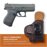 Leather Inside The Waistband Holster For Pistol Glock 43