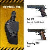 Concealed Carry OWB Nylon Holster by Houston with Thumb Break | Outside The Waistband | Fits: Colt 1911 with 4β and 5β Barrel - Browning 1911 9mm | Marshall Line (Left)