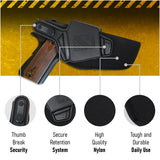 Concealed Carry OWB Nylon Holster by Houston with Thumb Break | Outside The Waistband | Fits: Colt 1911 with 4β and 5β Barrel - Browning 1911 9mm | Marshall Line (Left)
