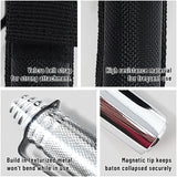 Expandable Security Baton by Popular Holster. Includes Holder Made in Nylon with Hardened Metal Finish, Best for Self Defense, Tactical or Survival Practices. Collapsible, Durable and Lightweight. (Light Metal Color)