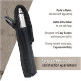 Expandable Security Baton by Popular Holster. Includes Holder Made in Nylon with Hardened Metal Finish, Best for Self Defense, Tactical or Survival Practices. Collapsible, Durable and Lightweight. (Light Metal Color)