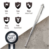 Expandable Security Baton by Popular Holster. Includes Holder Made in Nylon with Hardened Metal Finish, Best for Self Defense, Tactical or Survival Practices. Collapsible, Durable and Lightweight. (Light Metal Color)