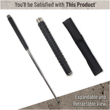 Expandable Security Baton by Popular Holster. Includes Holder Made in Nylon with Hardened Rubber, Best for Self Defense, Tactical or Survival Practices. Collapsible, Durable and Lightweight. Rectangle Model (Dark Metal Color)