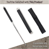 Expandable Security Baton by Popular Holster. Includes Holder Made in Nylon with Hardened Rubber, Best for Self Defense, Tactical or Survival Practices. Collapsible, Durable and Lightweight. Rectangle Model (Light Metal Color)