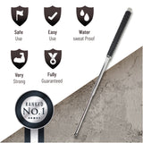 Expandable Security Baton by Popular Holster. Includes Holder Made in Nylon with Hardened Rubber, Best for Self Defense, Tactical or Survival Practices. Collapsible, Durable and Lightweight. Rectangle Model (Light Metal Color)