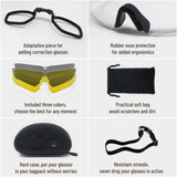 Tactical Eyewear 3 Interchangeable Lenses Outdoor Unisex Shooting Glasses - by PH | Military Fans Eyewear Impact and Explosion-Proof | Water Resistant Corrective Mount Support | Special Ops Sport
