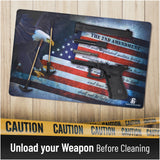 Gun Cleaning Mat by PH - Measures 11" x 17" 3 mm Thick | Oil and Solvent Resistant Padded Non-Slip | Compatible with compact to large guns | For Maintenance or repairs to your firearm (Flag+2ndAmnd)