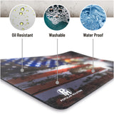 Gun Cleaning Mat by PH - Measures 11" x 17" 0.3 mm Thick | Oil and Solvent Resistant Padded Non-Slip | Compatible with compact to large guns | For Maintenance or repairs to your firearm | (Flag+Eagle)