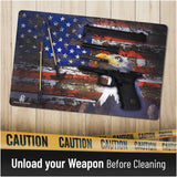 Gun Cleaning Mat by PH - Measures 11" x 17" 0.3 mm Thick | Oil and Solvent Resistant Padded Non-Slip | Compatible with compact to large guns | For Maintenance or repairs to your firearm | (Flag+Eagle)