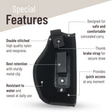 IWB Gun Holster By PH - Concealed Carry Soft Material | Soft Interior | Fits MP Shield 9MM .40 .45 Auto/ GLOCK 26 27 29 30 33 42 43/ Ruger LC9, LC380 | Taurus Slim Line, PT111 | Springfield XD