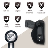 IWB Gun Holster By PH - Concealed Carry Soft Material | Soft Interior | Fits MP Shield 9MM .40 .45 Auto/ GLOCK 26 27 29 30 33 42 43/ Ruger LC9, LC380 | Taurus Slim Line, PT111 | Springfield XD