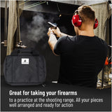 Shooting Range Hunting Soft Case Comfortable with Pocket and Slots for Accessories and Ammo | Discreet Tactical Pistol Carry.