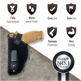 IWB Gun Holster by PH - Concealed Carry Soft Material | Soft Interior | Fits Glock 17 19 23 25 32 38 | Sig Sauer P320 | Springfield XDE