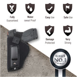 IWB Gun Holster by PH - Concealed Carry Soft Material | Soft Interior | Fits M&P Shield 9mm.40.45 Auto/ Glck 19 26 27 29 30 33 42 43 / Rug LC9, LC380 | Taurus Slim, PT111 G2 | Springfield XDs Hellcat