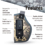 Camo IWB Gun Holster by PH - Concealed Carry | Soft Interior | Fits M&P Shield 9mm.40.45 Auto/Glock 26 27 29 30 33 42 43, Ruger LC9, LC380 | Taurus Slim, PT111 | Springfield XD Series