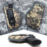 Camo IWB Gun Holster by PH - Concealed Carry | Soft Interior | Fits M&P Shield 9mm.40.45 Auto/Glock 26 27 29 30 33 42 43, Ruger LC9, LC380 | Taurus Slim, PT111 | Springfield XD Series