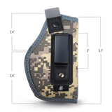 Camo IWB Gun Holster by PH - Concealed Carry | Soft Interior | Fits M&P Shield 9mm.40.45 Auto/Glock 26 27 29 30 33 42 43, Ruger LC9, LC380 | Taurus Slim, PT111 | Springfield XD Series