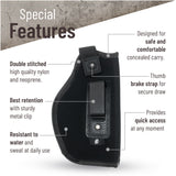 IWB Gun Holster by PH - Concealed Carry Soft Material | Soft Interior | Fits Glock 17 19 23 25 32 38 | Sig Sauer P320 | Springfield XDS 4" | Springfield XDE and Similar (Large, Right)