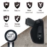 IWB Gun Holster by PH - Concealed Carry Soft Material | Soft Interior | Fits Glock 17 19 23 25 32 38 | Sig Sauer P320 | Springfield XDS 4" | Springfield XDE and Similar (Large, Right)