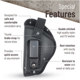 IWB Gun Holster by PH - Concealed Carry Soft Material | Soft Interior | Fit M&P Shield 9mm.40.45 Auto/ Glock 19 26 27 29 30 33 42 43 / Ruger LC9, LC380 | Taurus Slim, PT111 G2 | Springfield XDs Hellcat