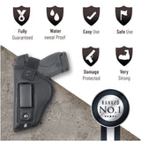 IWB Gun Holster by PH - Concealed Carry Soft Material | Soft Interior | Fit M&P Shield 9mm.40.45 Auto/ Glock 19 26 27 29 30 33 42 43 / Ruger LC9, LC380 | Taurus Slim, PT111 G2 | Springfield XDs Hellcat