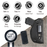 Combo IWB Gun Holster + Magnet - by PH | Concealed Carry Soft Material | PU Leather | Soft Interior | Fits Glock 17 19 23 25 32 38 | Sig Sauer P320 | Springfield XDS 4", XDE - Popular Holsters