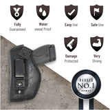 IWB Gun Holster by PH - Concealed Carry | Soft Interior | Fits M&P Shield 9mm  .40  .45 Auto/Glock 26 27 29 30 33 42 43, Ruger LC9, LC380 | Taurus Slim, PT111 | Springfield XD Series (Small)