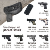 Combo IWB Gun Holster + Magnet - by PH | Concealed Carry | PU Leather | Soft Interior | Fits M&P Shield 9mm.40.45 Auto/Glock 26 27 29 30 33 42 43 / Ruger LC9, LC380 | Taurus Slim, PT111