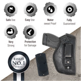 Combo IWB Gun Holster + Magnet - by PH | Concealed Carry | PU Leather | Soft Interior | Fits M&P Shield 9mm.40.45 Auto/Glock 26 27 29 30 33 42 43 / Ruger LC9, LC380 | Taurus Slim, PT111