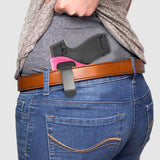 Pink IWB Gun Holster by Houston | ECO LEATHER Concealed Carry Soft Material | Suede Interior