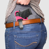 Pink IWB Gun Holster by Houston | ECO LEATHER Concealed Carry Soft Material | Suede Interior
