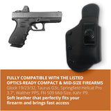 Maxx Carry IWB Leather Holster. Fits Glock 19/23/32/48; Walther PK380/PPS/CCP