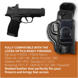 Optic Ready IWB Leather Holsters for Pistols. Fits Glock 43X, P365