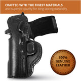 Optic Ready IWB Leather Holsters for Pistols. Fits Glock 43X, P365